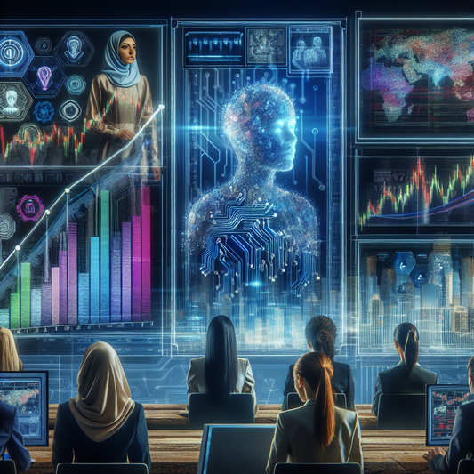 A dynamic, futuristic stock market scene focused on Nvidia; graphs showing stock surges, AI chip imagery, tech innovators watching screens intently.